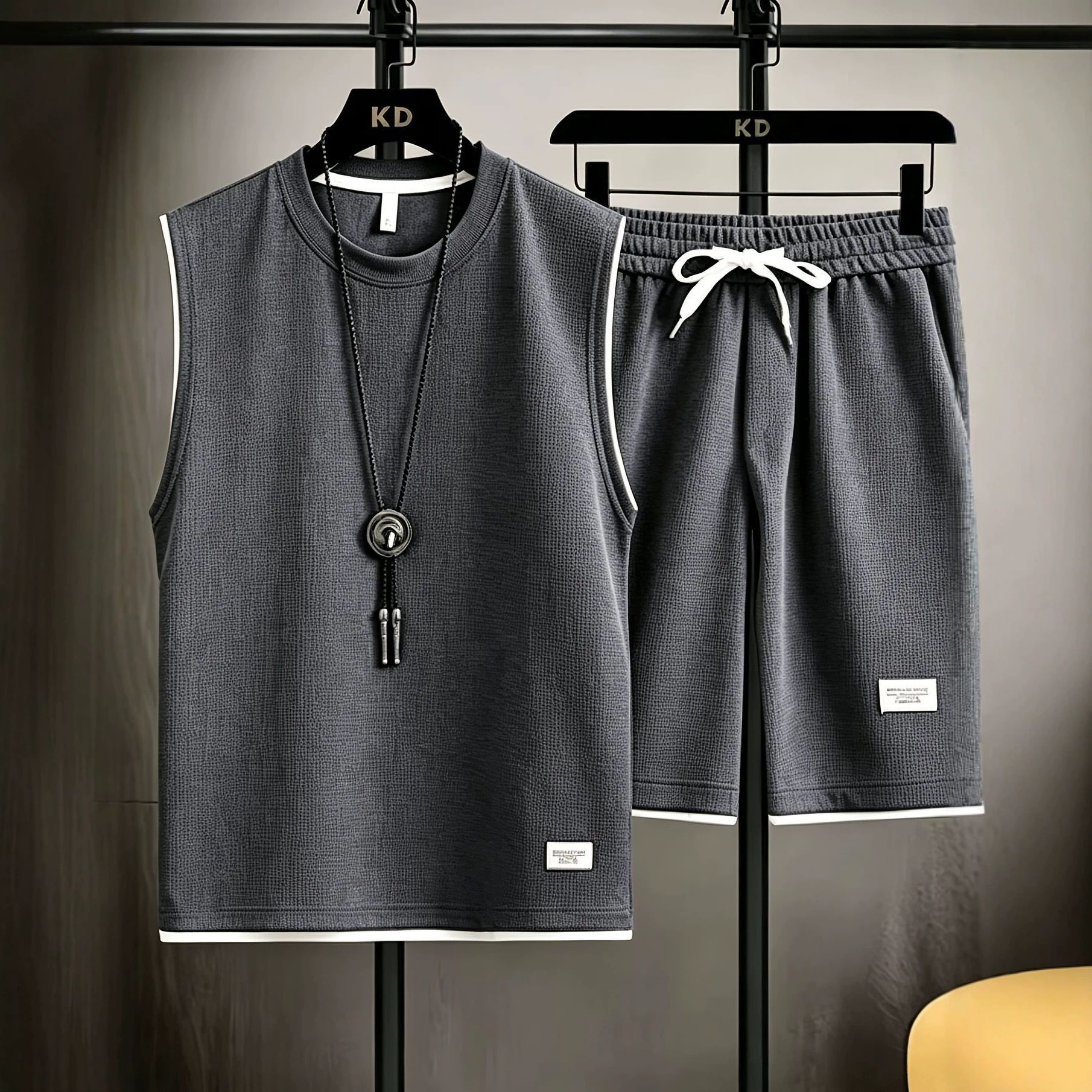 Men'S Fashion - Conjunto de colete masculino de verão