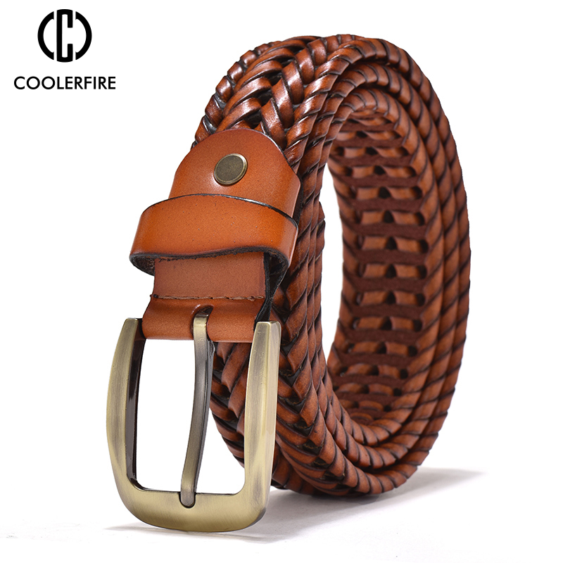 Leather Belt Braided - Cintos Masculinos de Couro Genuíno Trançados