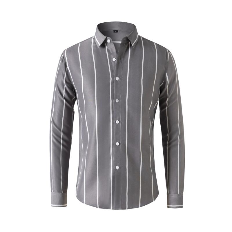 Mens Fashion Dress Shirts - Camisa Social Masculina Listrada de Manga