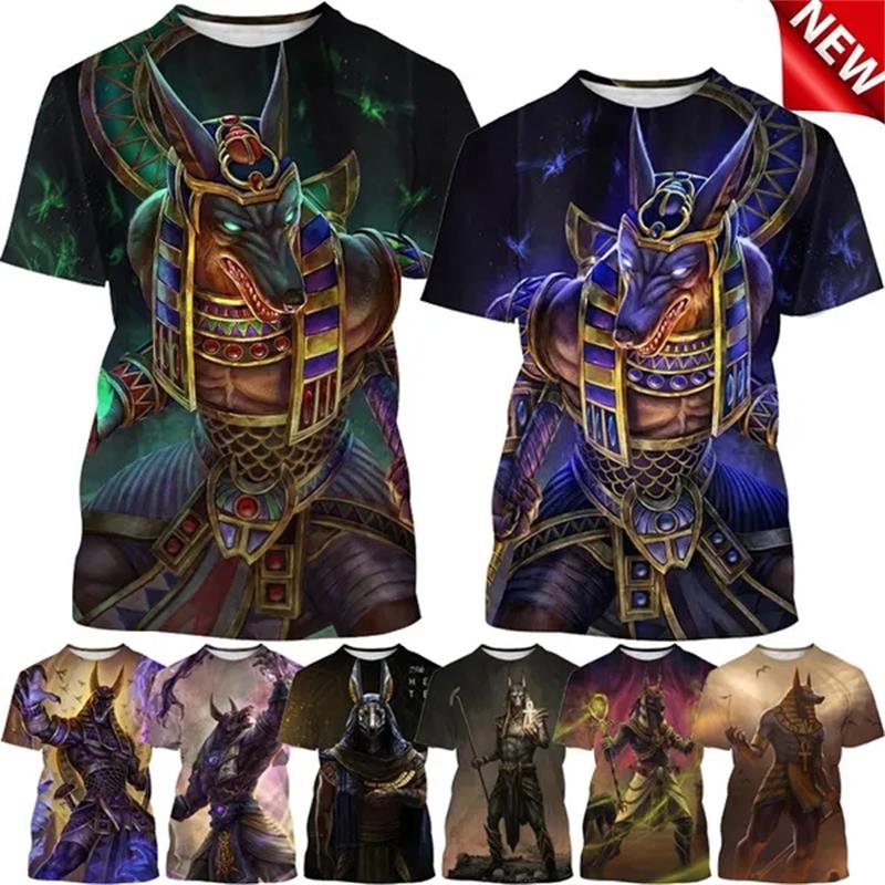 Men Fashion Egypt - Camiseta impressa em 3D Anubis, Harajuku,
