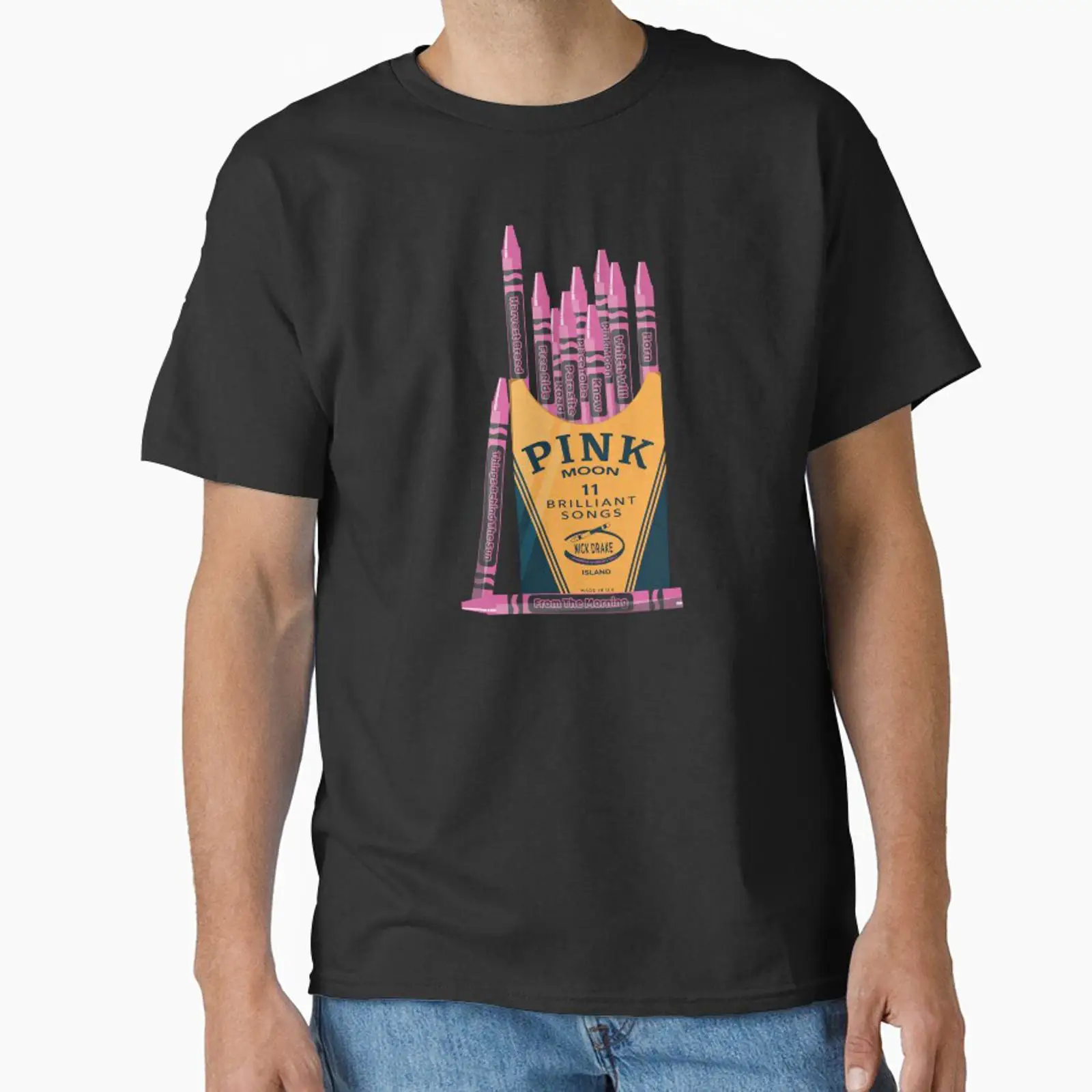 Men'S Fashion Pink Shirt - Camiseta Clássica Nick Drake Pink Moon