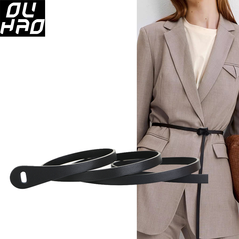 Leather Belt Braided - Cintura retrô cinch couro genuíno sem