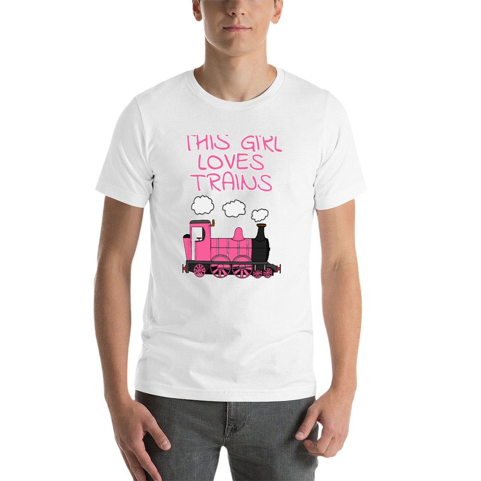 Esta menina adora trens, camis - Men'S Fashion Pink Shirt avaliação e preço