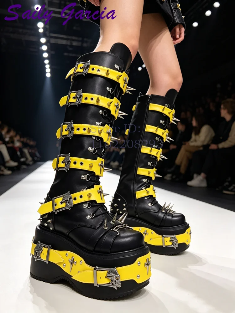 Botas de Cano Alto Punk com Re - Leather Belt Braided avaliação e preço