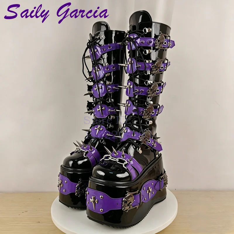 Botas de Cano Alto Punk com Re - Leather Belt Braided avaliação e preço