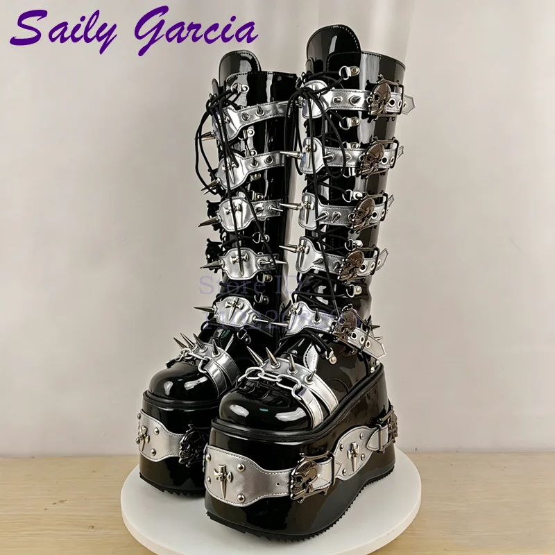 Botas de Cano Alto Punk com Re - Leather Belt Braided avaliação e preço
