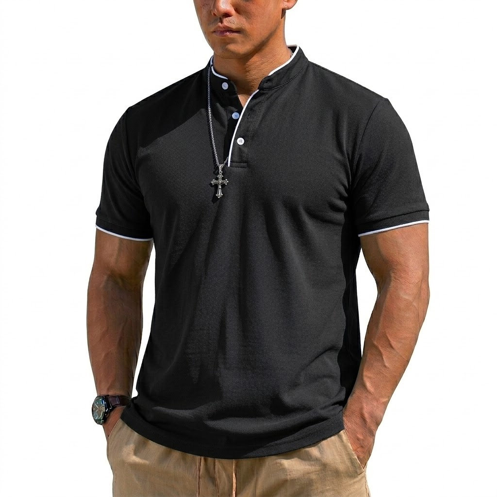 Camisa Henley de Manga Curta p - Men'S Fashion Polo avaliação e preço