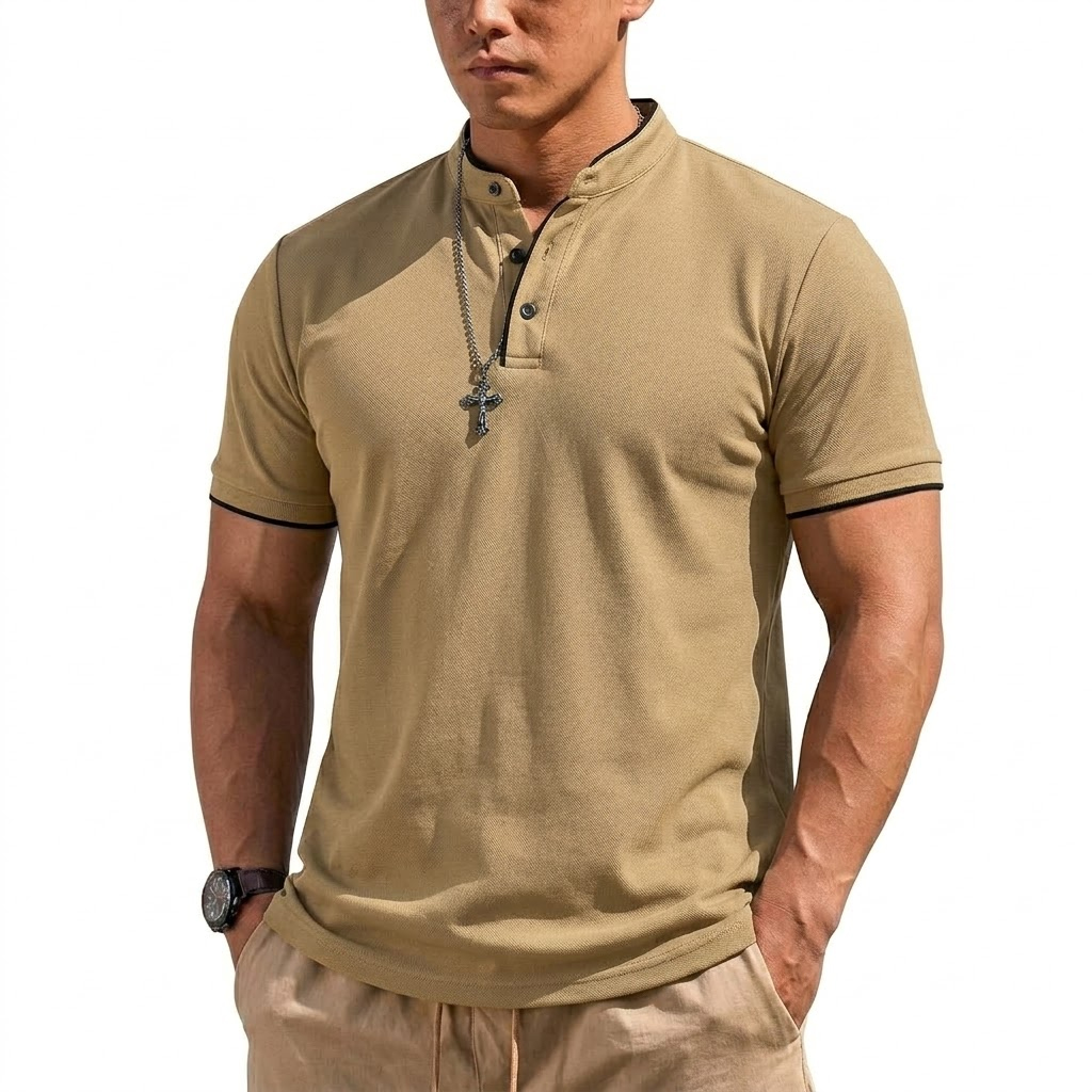 Camisa Henley de Manga Curta p - Men'S Fashion Polo avaliação e preço