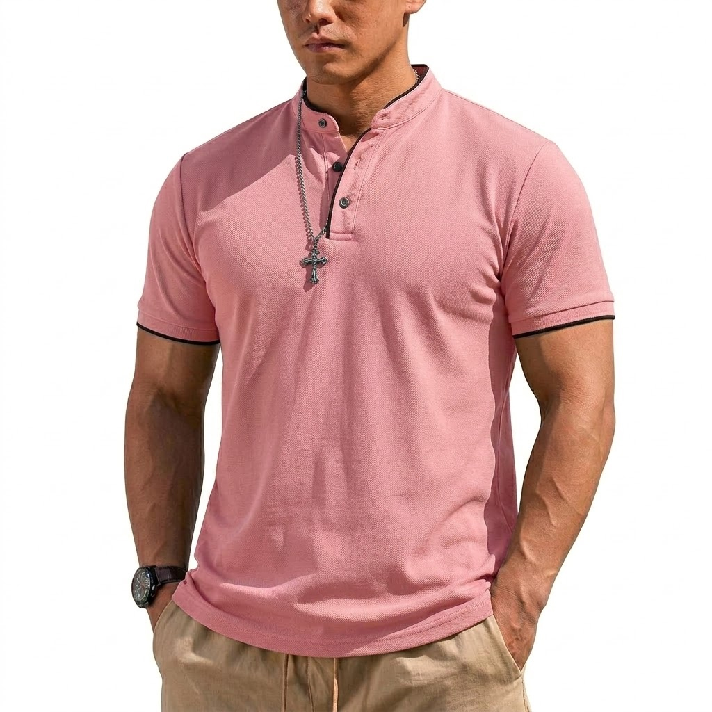 Camisa Henley de Manga Curta p - Men'S Fashion Polo avaliação e preço