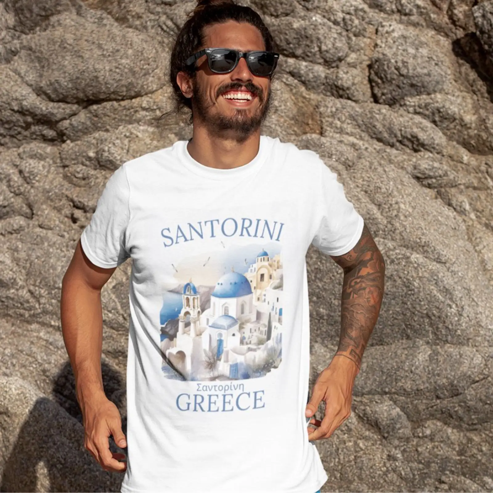 Camiseta Santorini Grécia com  - Men'S Fashion Greece avaliação e preço