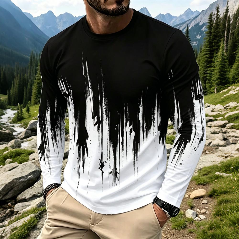 Camiseta Masculina de Manga Lo - Men'S Spring Fashion avaliação e preço